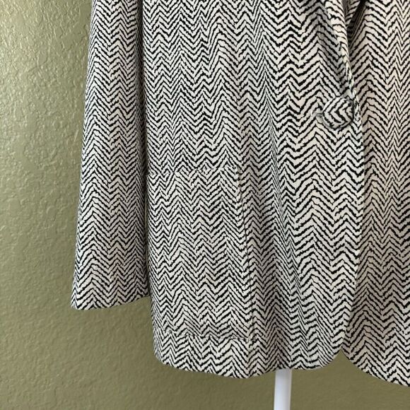 Vintage Claude Womens Size S Single Button Herringbone Blazer Jacket Black Cream - Picture 3 of 9